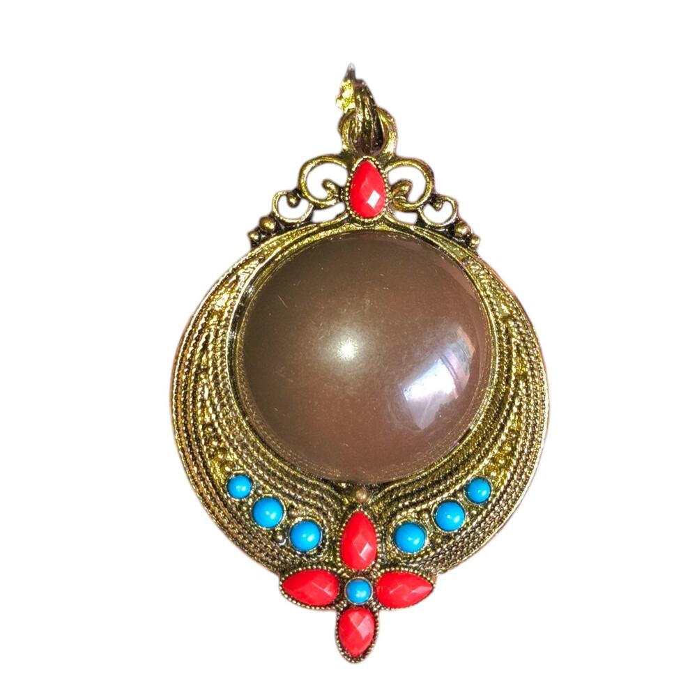 Bohemian Necklace Pendant, Brown, blue and red